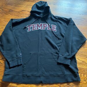 Vintage Y2K JanSport Temple University XXXL Pullover Hoodie Black Embroidered